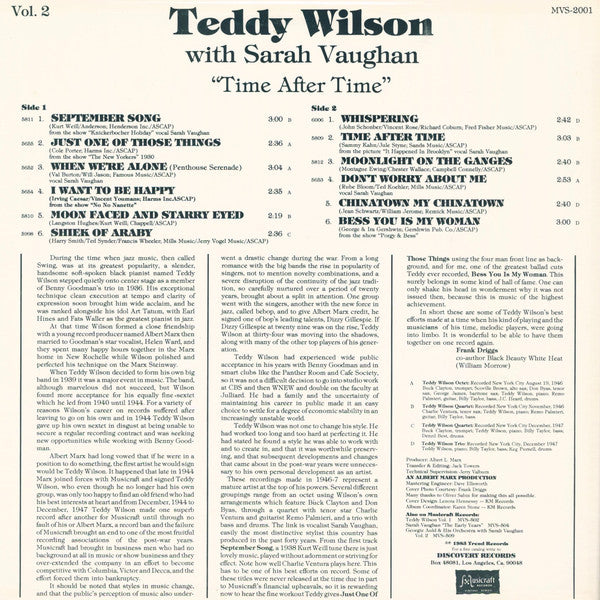 Teddy Wilson with Sarah Vaughan : Time After Time (LP, Album, Comp)