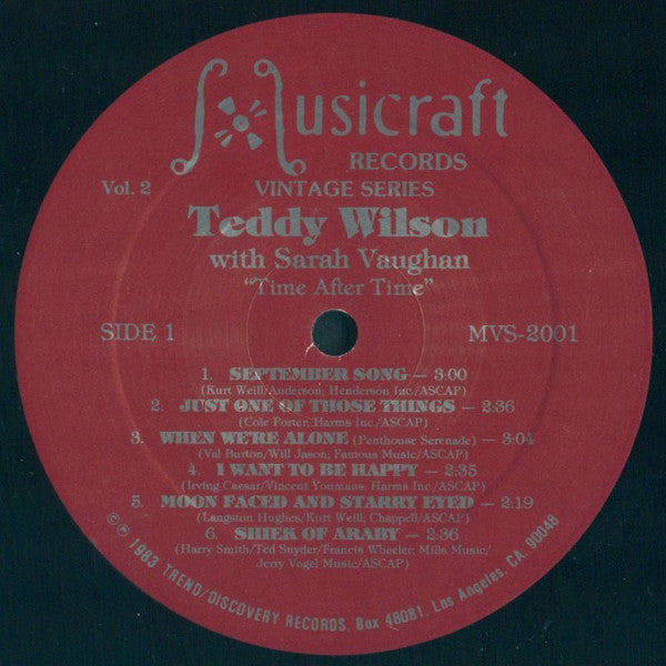 Teddy Wilson with Sarah Vaughan : Time After Time (LP, Album, Comp)