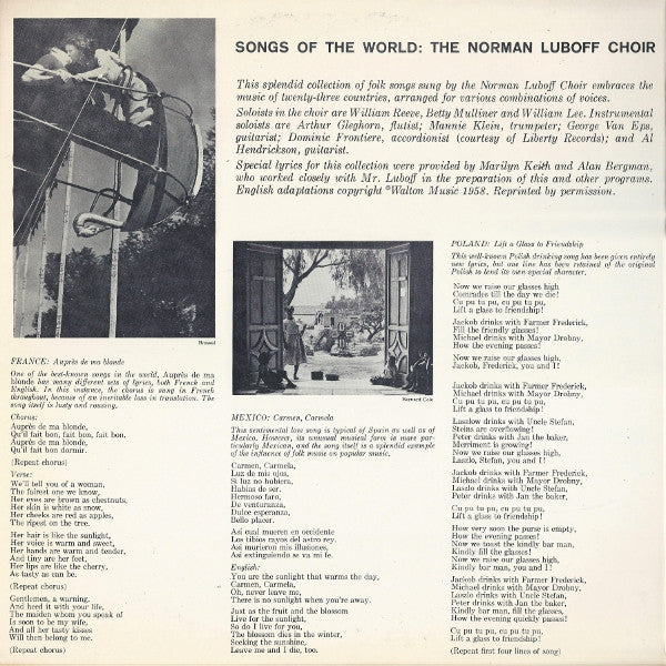 The Norman Luboff Choir* : Songs Of The World (2xLP, Mono, Gat)