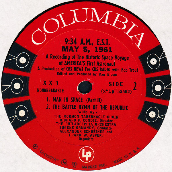 No Artist : 9:34 A.M., E.S.T. May 5, 1961 A Recording Of The Historic Space Voyage Of America's First Astronaut (LP, Mono, Blu)