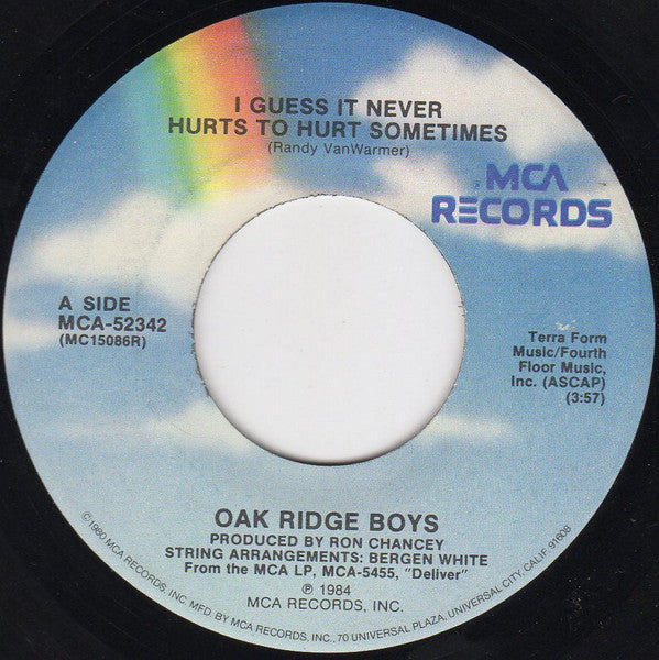 The Oak Ridge Boys : I Guess It Never Hurts To Hurt Sometimes (7", Single, Pin)