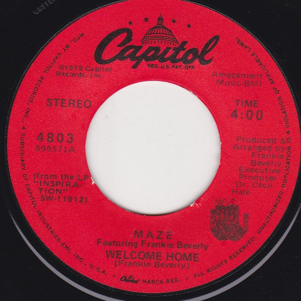 Maze Featuring Frankie Beverly : Welcome Home (7", Single)