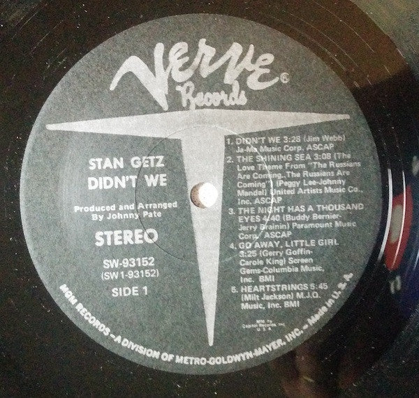 Stan Getz : Didn't We (LP, Album, Club)