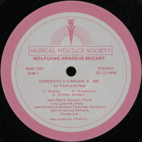 Wolfgang Amadeus Mozart - Jean-Pierre Rampal & Lily Laskine, Jacques Lancelot, Jean-Francois Paillard Chamber Orchestra* : Concerto in C Major, K. 299 for Flute & Harp, Clarinet Concerto in A Major, K. 622 (LP, RE)