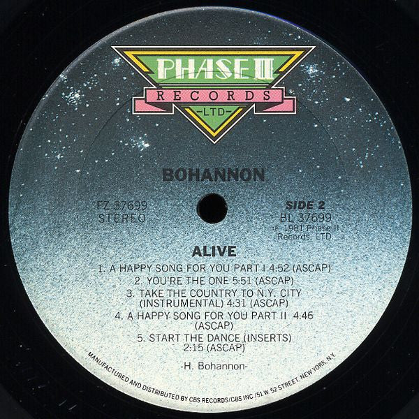 Bohannon* : Alive (LP, Album)