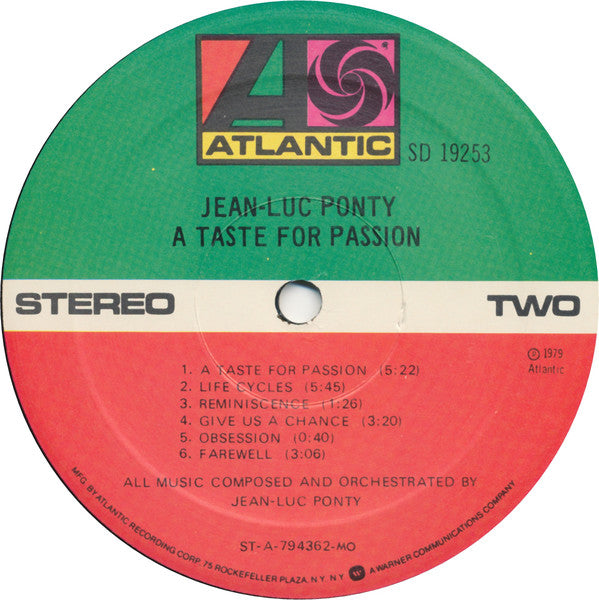 Jean-Luc Ponty : A Taste For Passion (LP, Album, MO )