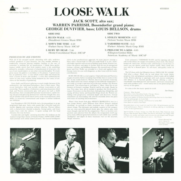 Louis Bellson, George Duvivier, Warren Parrish, Jack Scott (13) : Loose Walk (LP)