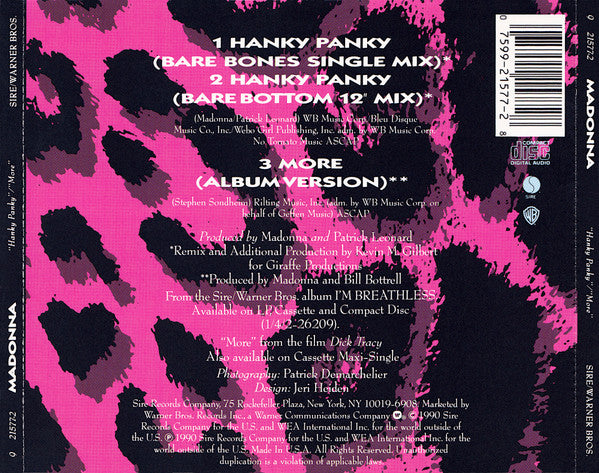 Madonna : Hanky Panky / More (CD, Maxi)