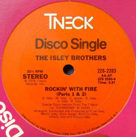 The Isley Brothers : Rockin' With Fire / I Wanna Be With You (12", Single, San)