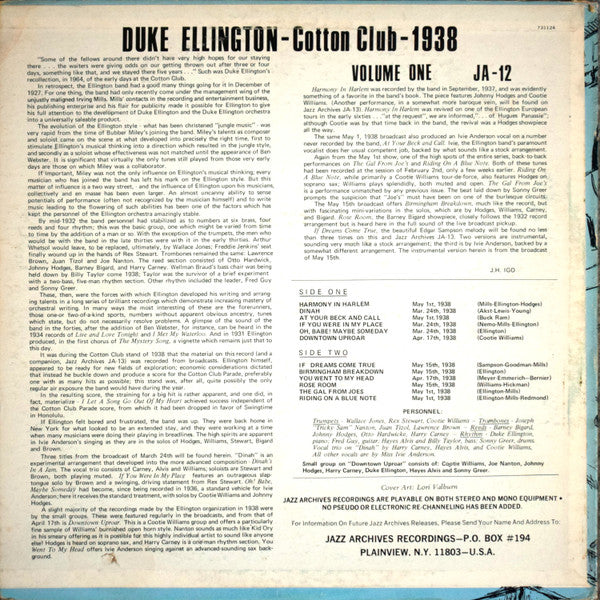 Duke Ellington : Cotton Club-1938, Volume One, If Dreams Come True (LP)