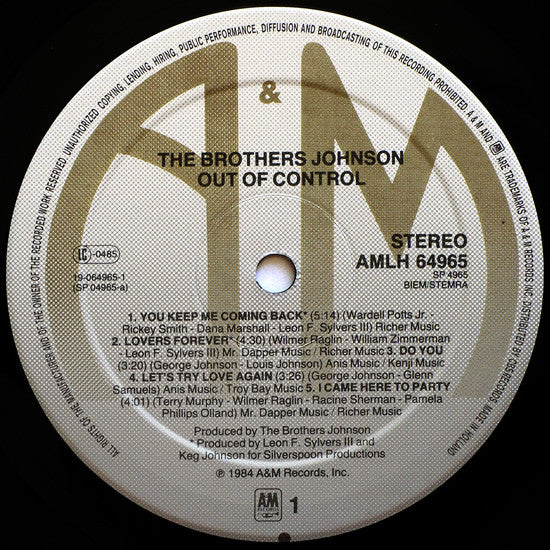 The Brothers Johnson* : Out Of Control (LP, Album)