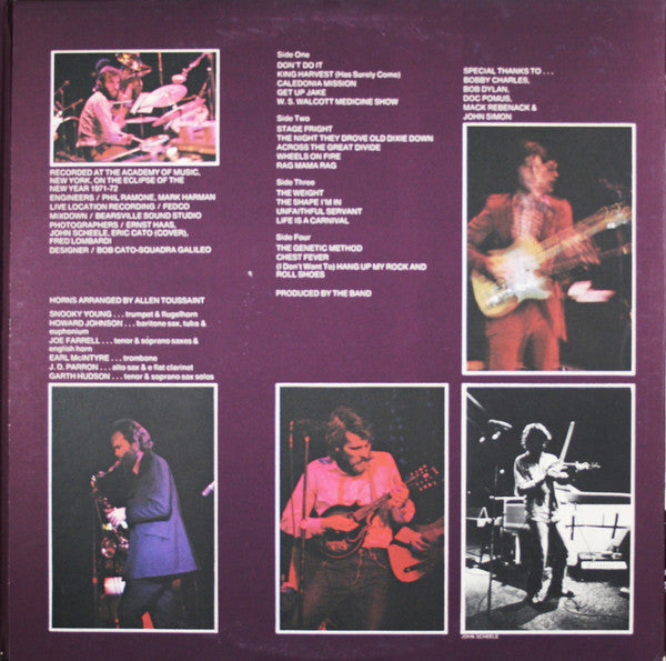 The Band : Rock Of Ages (The Band In Concert) (2xLP, Album, Club, RE, Col)