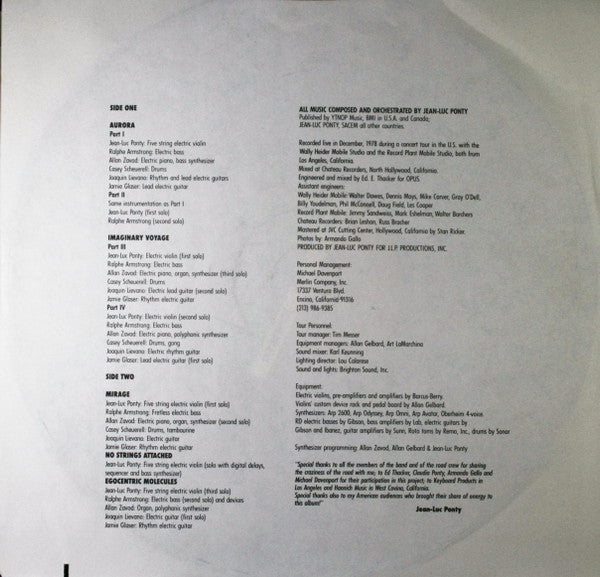 Jean-Luc Ponty : Live (LP, Album, SP)
