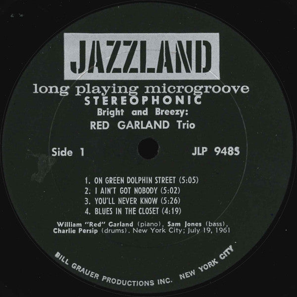 The Red Garland Trio : Bright And Breezy (LP, Album)