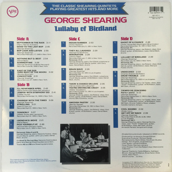 George Shearing : Lullaby Of Birdland (2xLP, Comp, RM, Gat)