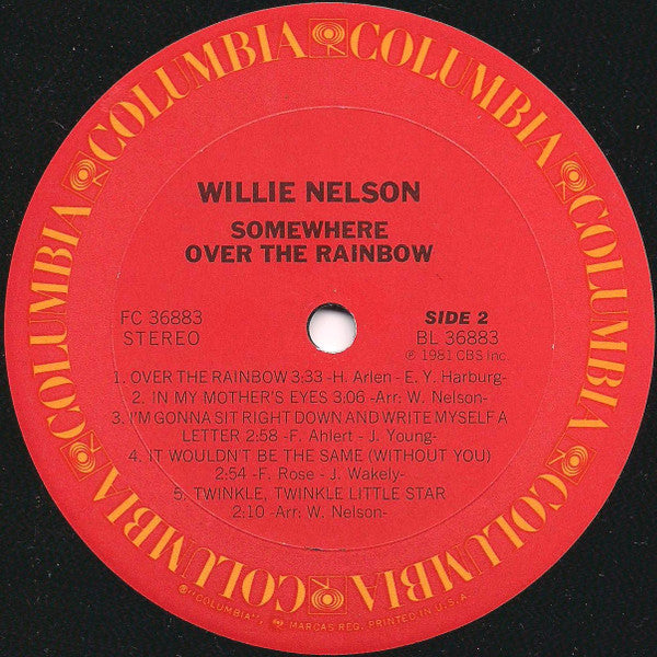 Willie Nelson : Somewhere Over The Rainbow (LP, Album, Ter)