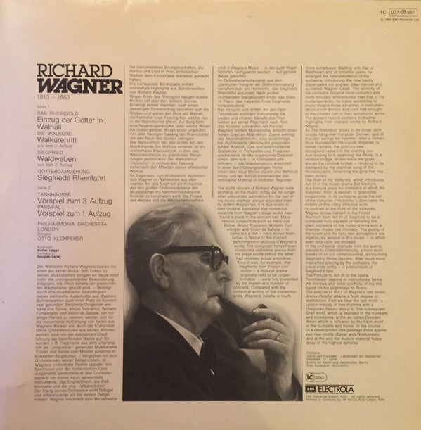 Richard Wagner, Otto Klemperer, Philharmonia Orchestra : Einzug Der Götter In Walhall - Walkürenritt - Waldweben - Siegfrieds Rheinfahrt - Ouvertüren Zu Tannhäuser Und Parsifal (LP, Album)