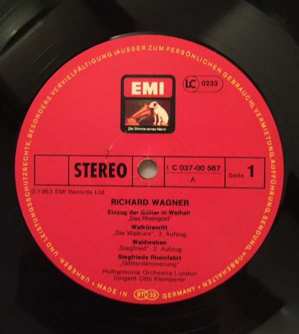 Richard Wagner, Otto Klemperer, Philharmonia Orchestra : Einzug Der Götter In Walhall - Walkürenritt - Waldweben - Siegfrieds Rheinfahrt - Ouvertüren Zu Tannhäuser Und Parsifal (LP, Album)