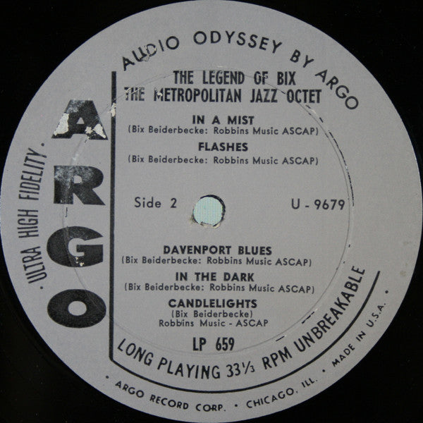 The Metropolitan Jazz Octet : The Legend Of Bix (LP, Album, Mono)