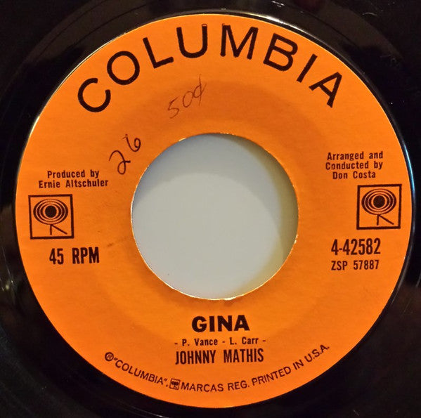 Johnny Mathis : Gina (7", Single, Styrene, Ter)