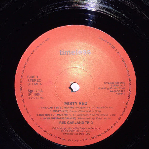 Red Garland Trio* : Misty Red (LP, Album)