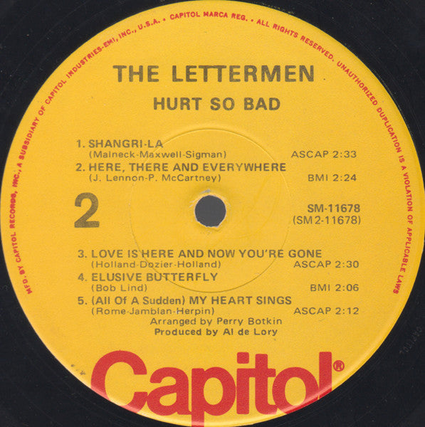 The Lettermen : Hurt So Bad (LP, Album, RE)