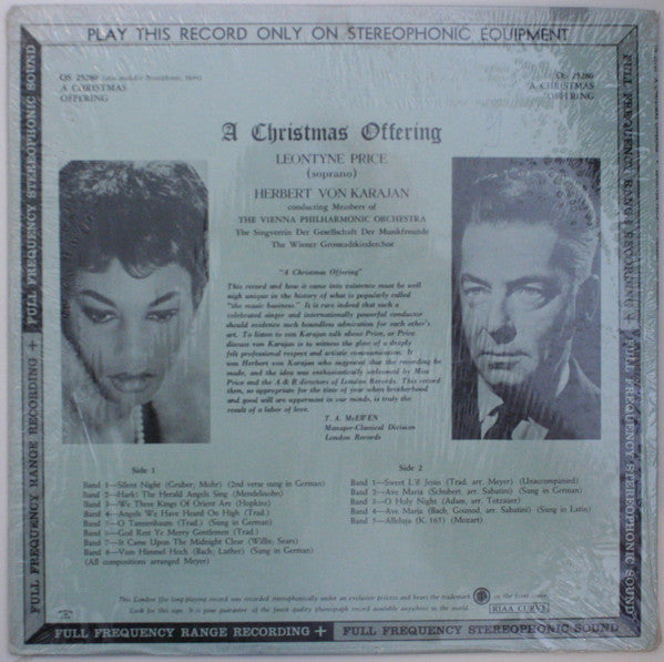 Leontyne Price And Herbert von Karajan, The Vienna Philharmonic Orchestra And Chorus* : A Christmas Offering (LP, Album, Blu)