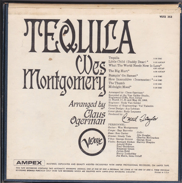 Wes Montgomery : Tequila (Reel, 4tr Stereo, 7" Reel, Album)