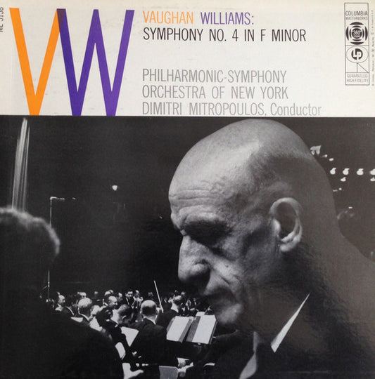 Vaughan Williams*, Philharmonic-Symphony Orchestra Of New York, Dimitri Mitropoulos : Symphony No. 4 In F Minor (LP, Album, Mono)