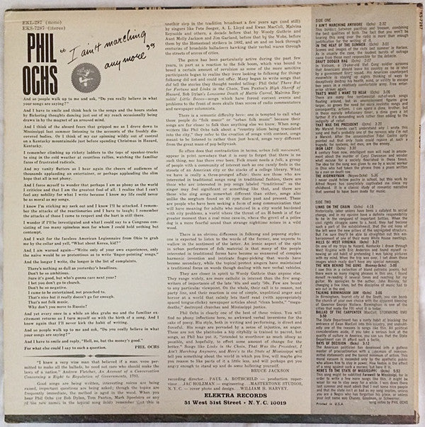 Phil Ochs : I Ain't Marching Anymore (LP, Album, RE, Spe)