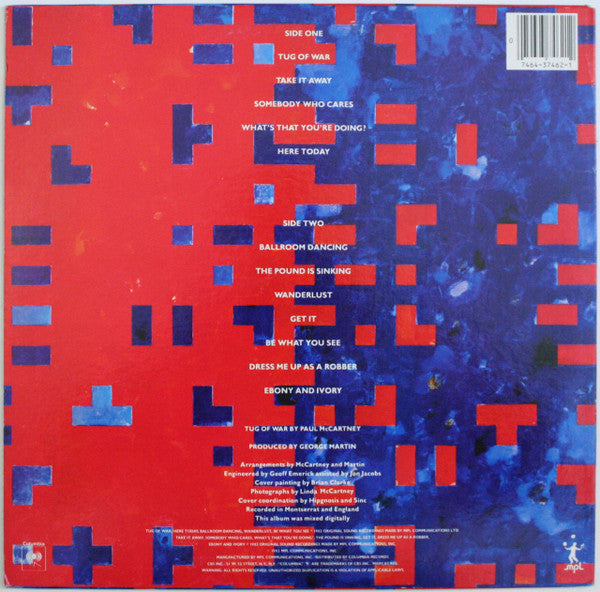 Paul McCartney : Tug Of War (LP, Album, Car)