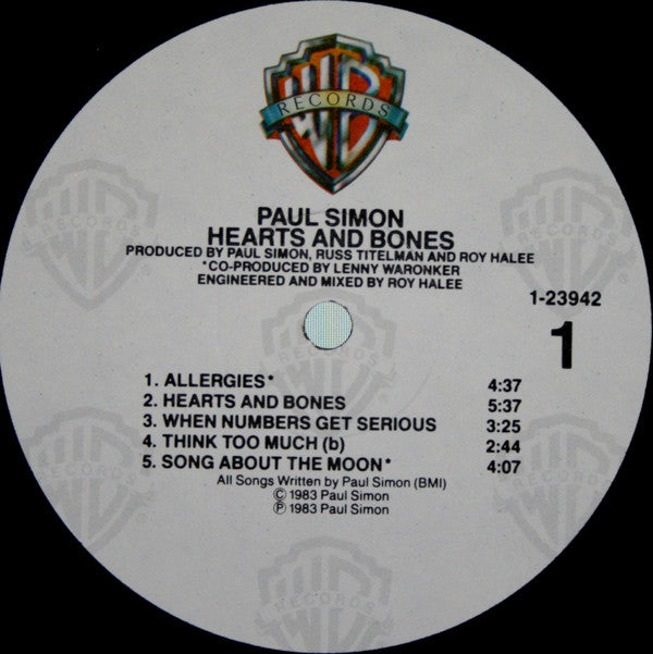 Paul Simon : Hearts And Bones (LP, Album, SRC)