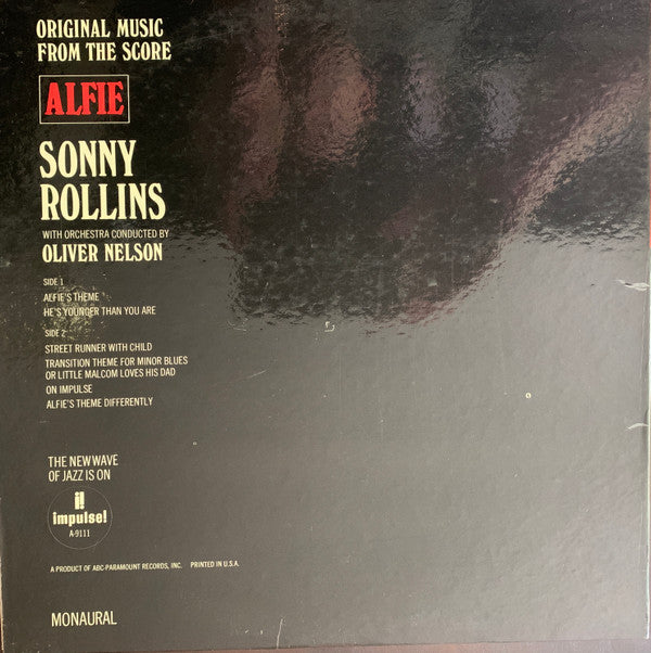 Sonny Rollins With Orchestra Conducted By Oliver Nelson : Original Music From The Score "Alfie" (LP, Album, Mono, Gat)