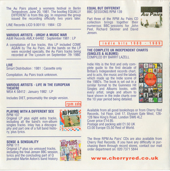 Au Pairs : Shocks To The System - The Very Best Of (CD, Comp)