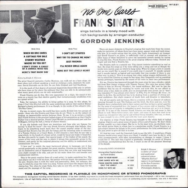 Frank Sinatra : No One Cares (LP, Album, Mono, RE)