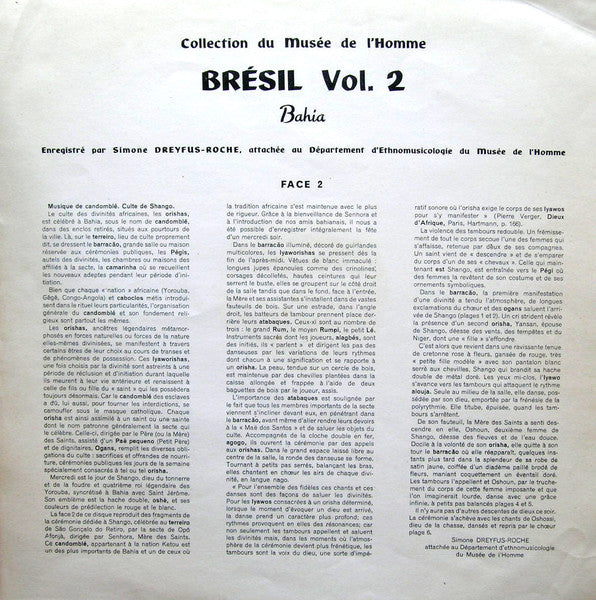 Various / Simone Dreyfus-Roche : Brésil Vol. 2 - Bahia (LP, Album)