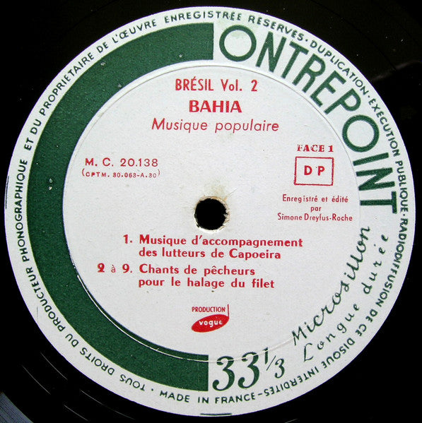 Various / Simone Dreyfus-Roche : Brésil Vol. 2 - Bahia (LP, Album)