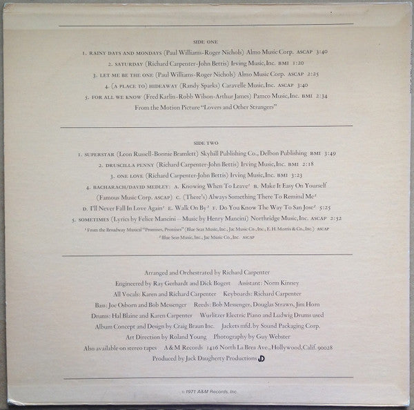 Carpenters : Carpenters (LP, Album, RE)