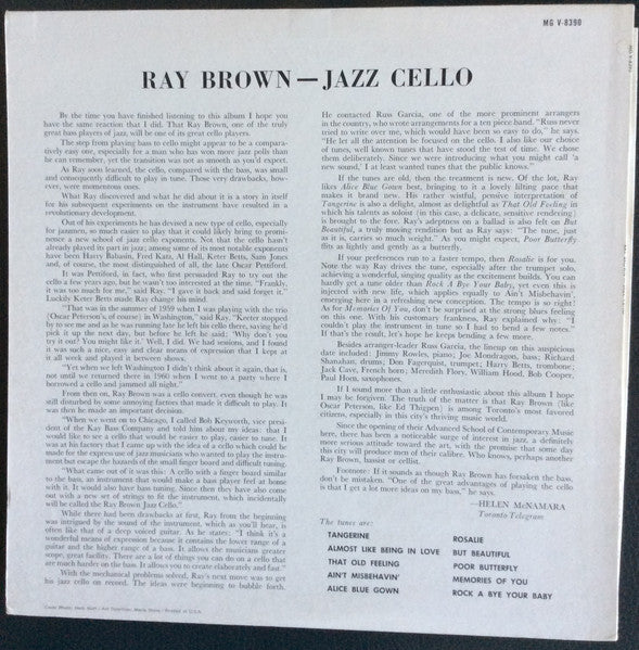 Ray Brown : Jazz Cello (LP, Mono)