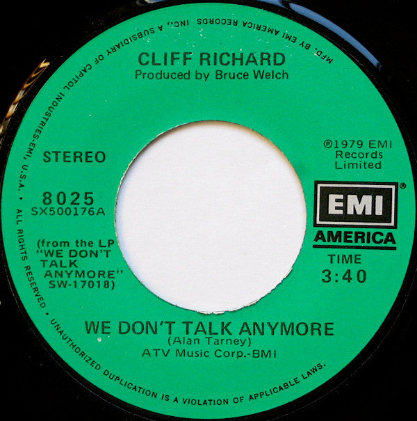 Cliff Richard : We Don't Talk Anymore (7", Single, Los)