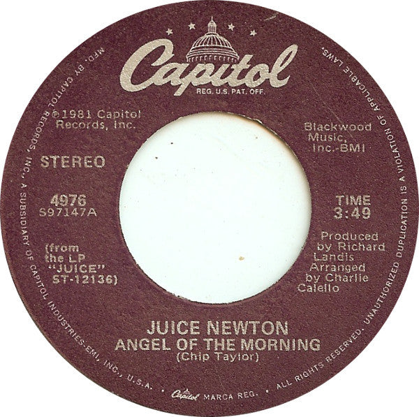 Juice Newton : Angel Of The Morning (7", Single, Win)