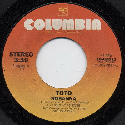 Toto : Rosanna (7", Single, Ter)