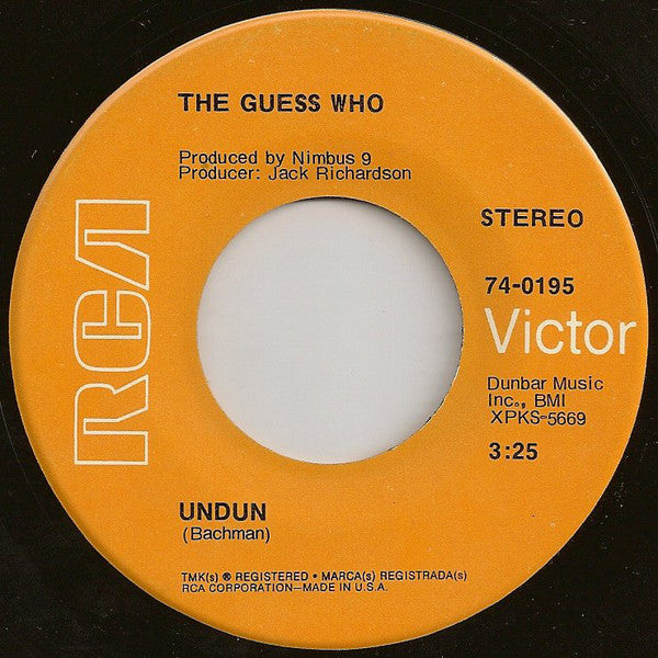 The Guess Who : Laughing / Undun (7", Single, Roc)
