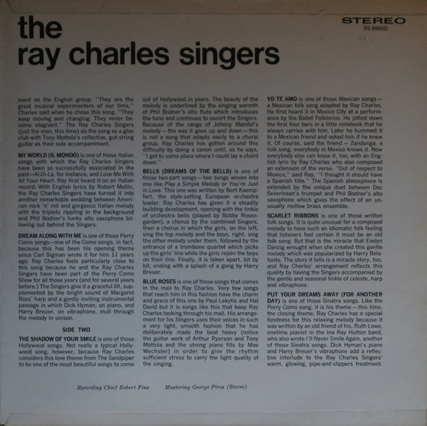 The Ray Charles Singers : Songs From Around The World (LP, Gat)