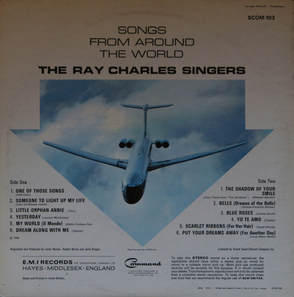 The Ray Charles Singers : Songs From Around The World (LP, Gat)