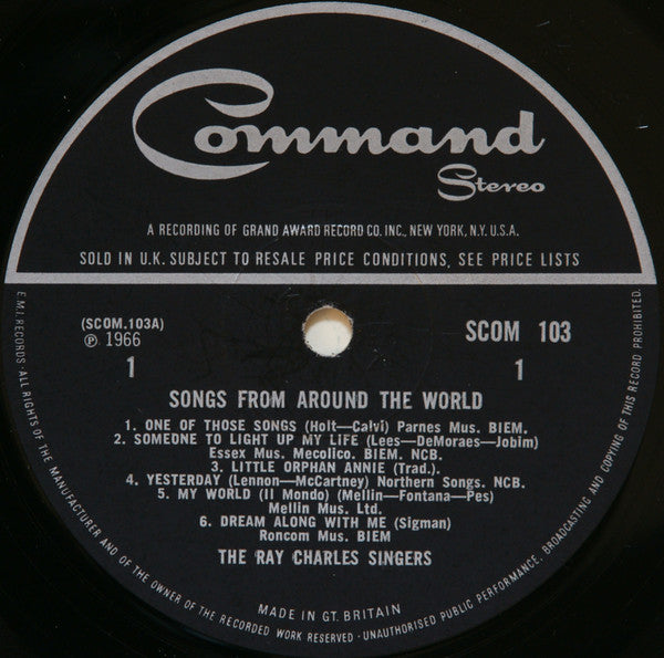 The Ray Charles Singers : Songs From Around The World (LP, Gat)