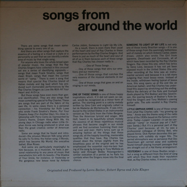 The Ray Charles Singers : Songs From Around The World (LP, Gat)