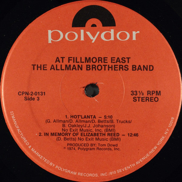 The Allman Brothers Band : The Allman Brothers Band At Fillmore East (2xLP, Album, RE)