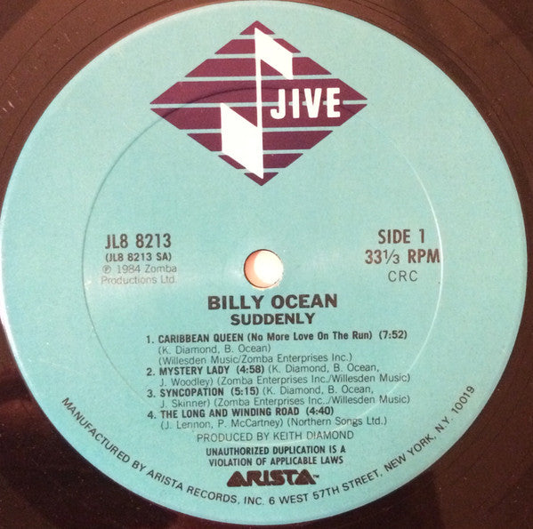 Billy Ocean : Suddenly (LP, Album, Club, Car)