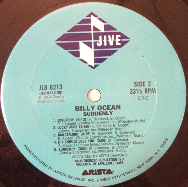 Billy Ocean : Suddenly (LP, Album, Club, Car)